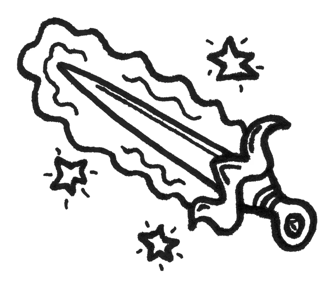 Sticker of an ink-drawn sword