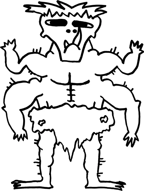 Coloring page: Monster 01, an ink monster drawn by hand