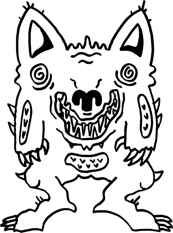 Coloring page: Monster 03, an ink monster drawn by hand