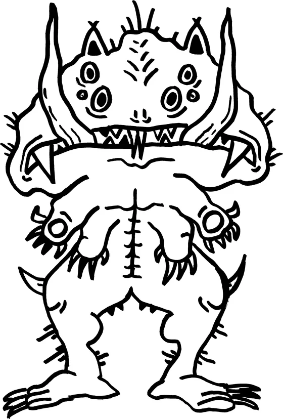 Coloring page: Monster 04, an ink monster drawn by hand