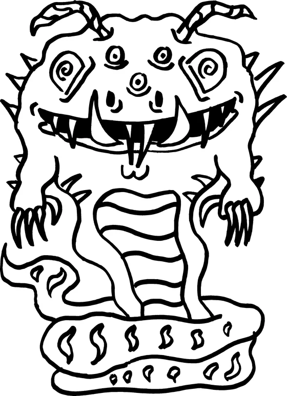 Coloring page: Monster 06, an ink monster drawn by hand