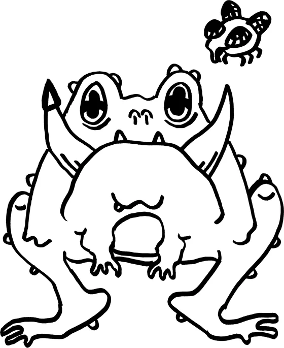 Coloring page: Monster 07, an ink monster drawn by hand