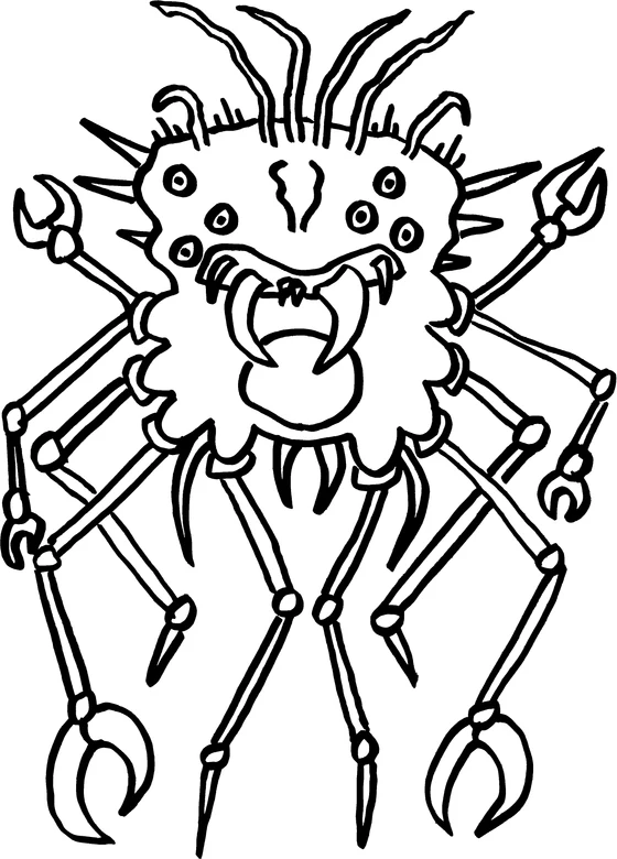 Coloring page: Monster 08, an ink monster drawn by hand