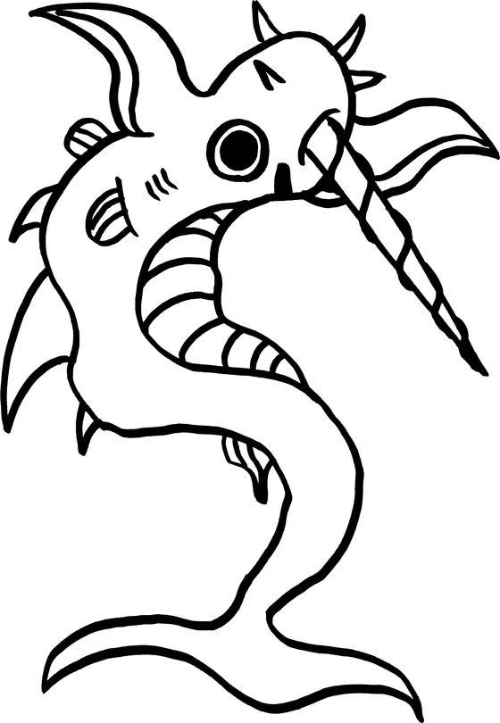 Coloring page: Monster 09, an ink monster drawn by hand