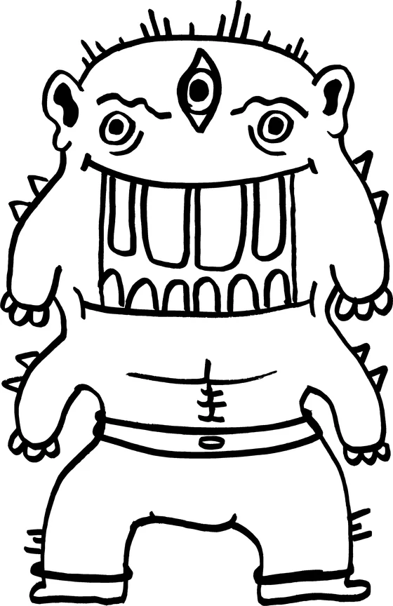 Coloring page: Monster 10, an ink monster drawn by hand