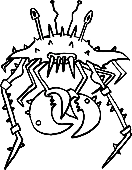 Coloring page: Monster 11, an ink monster drawn by hand
