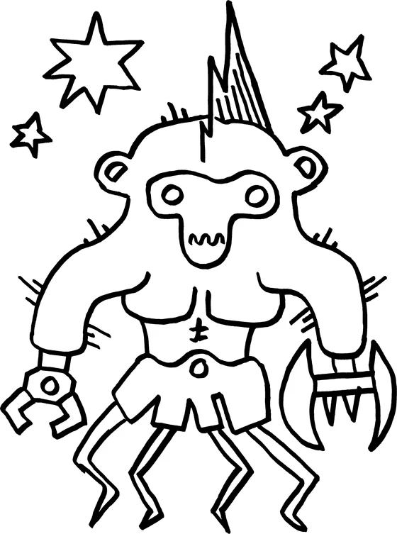 Coloring page: Monster 12, an ink monster drawn by hand