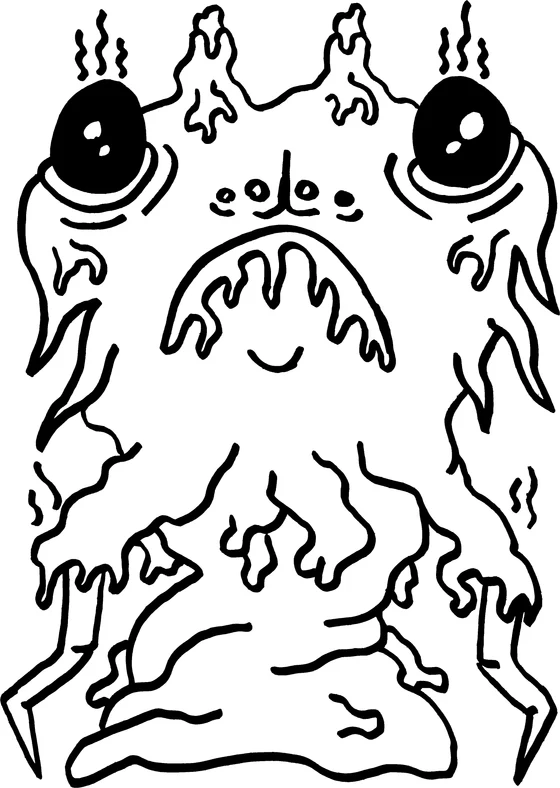 Coloring page: Monster 13, an ink monster drawn by hand