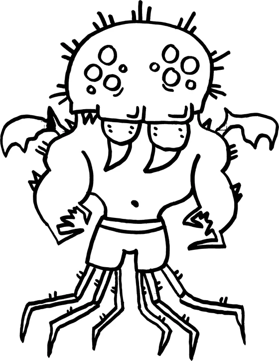 Coloring page: Monster 14, an ink monster drawn by hand