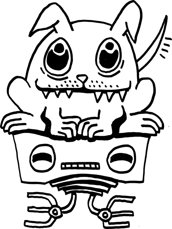 Coloring page: Monster 17, an ink monster drawn by hand