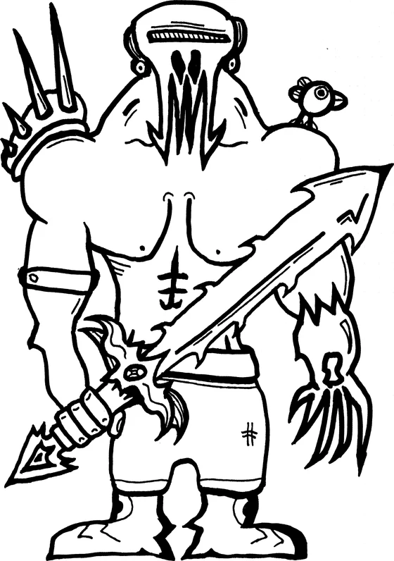Coloring page: Monster 18, an ink monster drawn by hand
