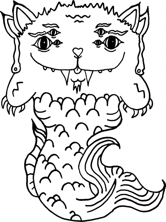Coloring page: Monster 19, an ink monster drawn by hand
