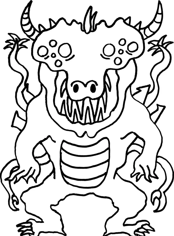 Coloring page: Monster 22, an ink monster drawn by hand