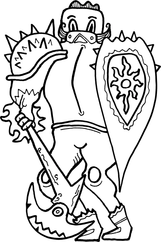 Coloring page: Monster 24, an ink monster drawn by hand