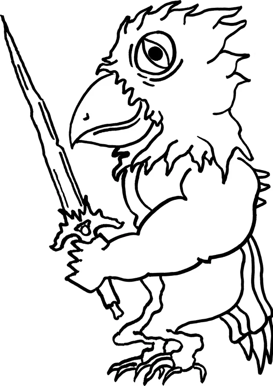 Coloring page: Monster 26, an ink monster drawn by hand