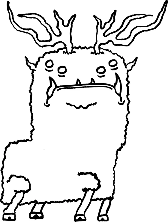 Coloring page: Monster 27, an ink monster drawn by hand