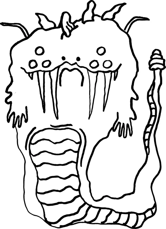 Coloring page: Monster 28, an ink monster drawn by hand