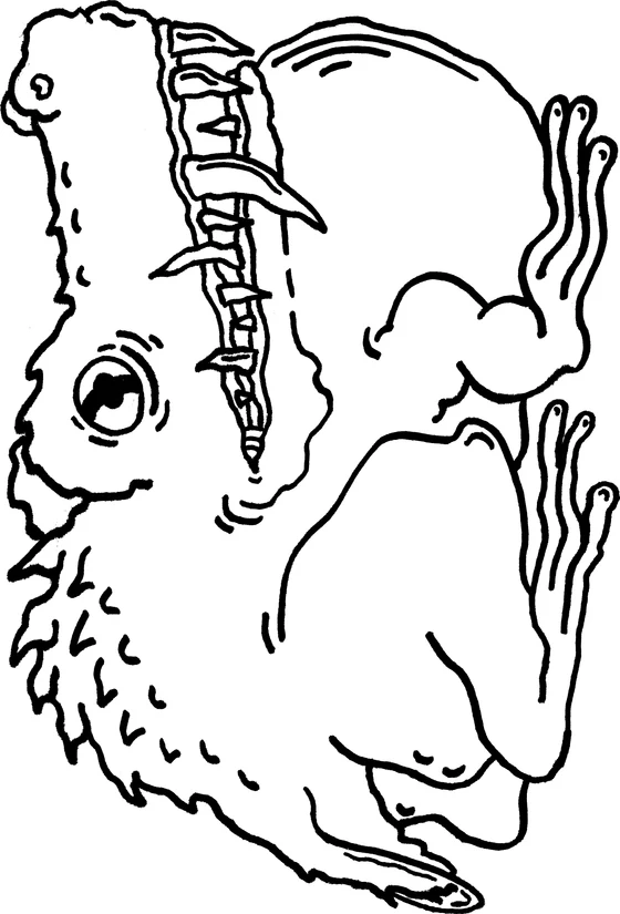 Coloring page: Monster 29, an ink monster drawn by hand