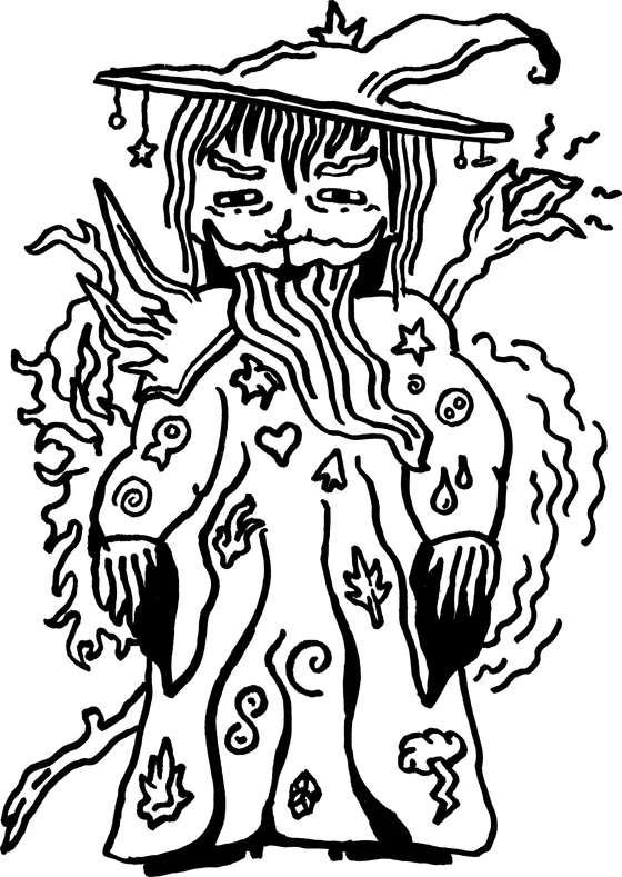 Coloring page: Monster 30, an ink monster drawn by hand