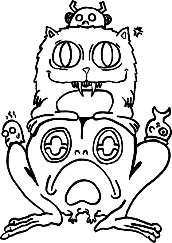 Coloring page: Monster 31, an ink monster drawn by hand